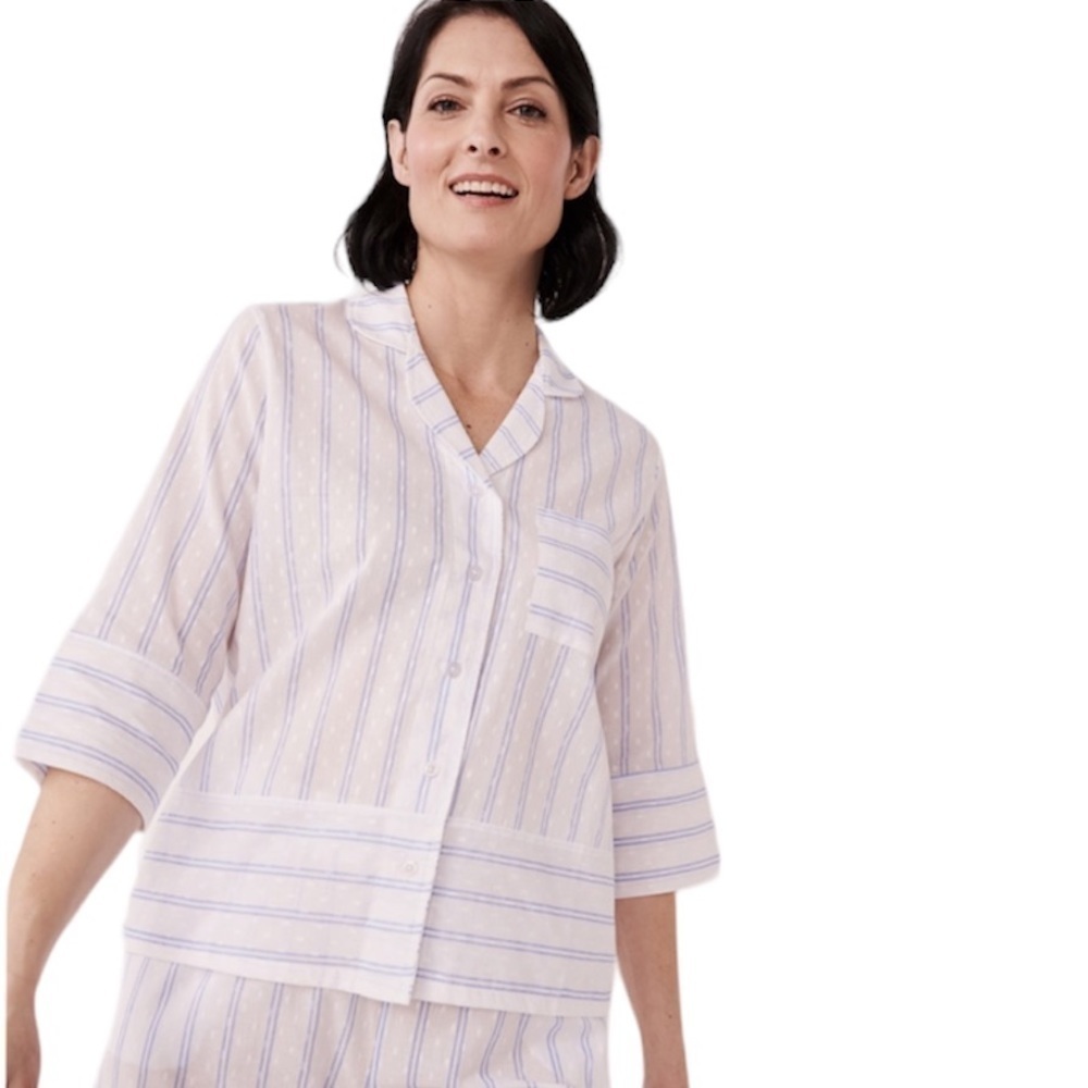 La Vie En Rose NWT Blue & White Stripe Pyjama PJ Top Size SMALL NEW